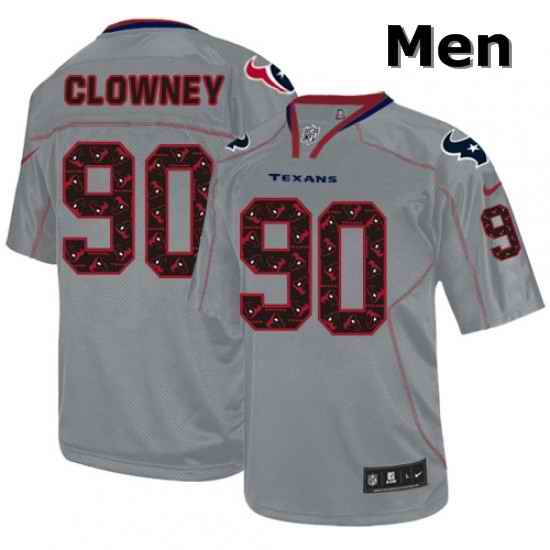 Men Nike Houston Texans 90 Jadeveon Clowney Elite New Lights Out Grey NFL Jersey